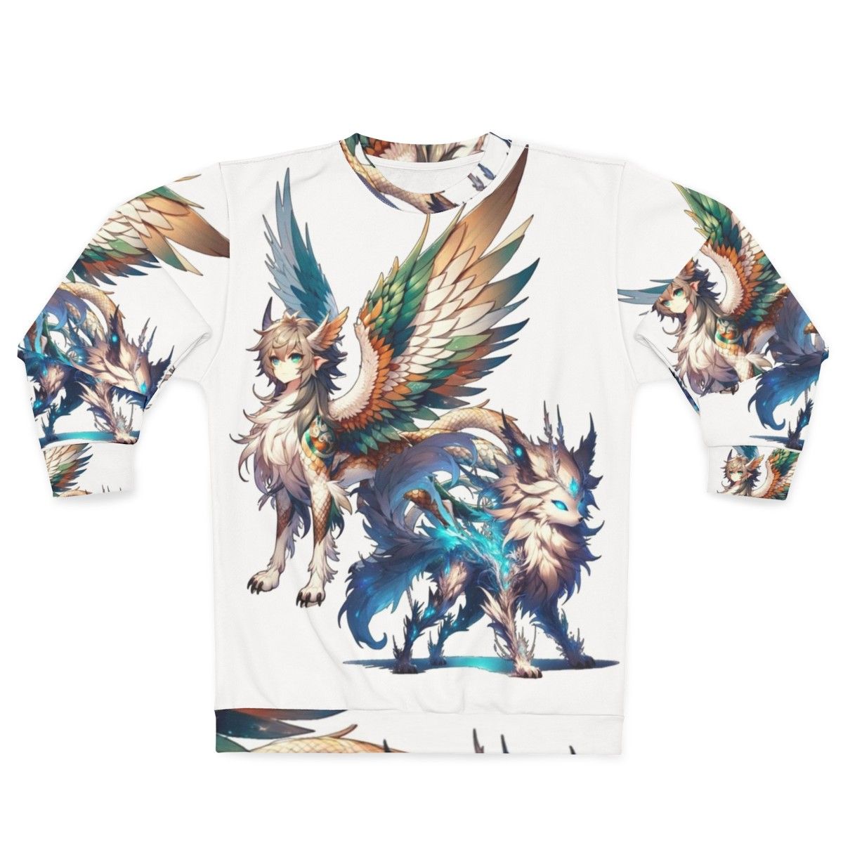 Sweatshirt featuring legendary animals and mythological creatures