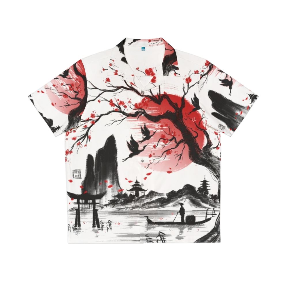 Japanese Hawaiian floral landscape shirt