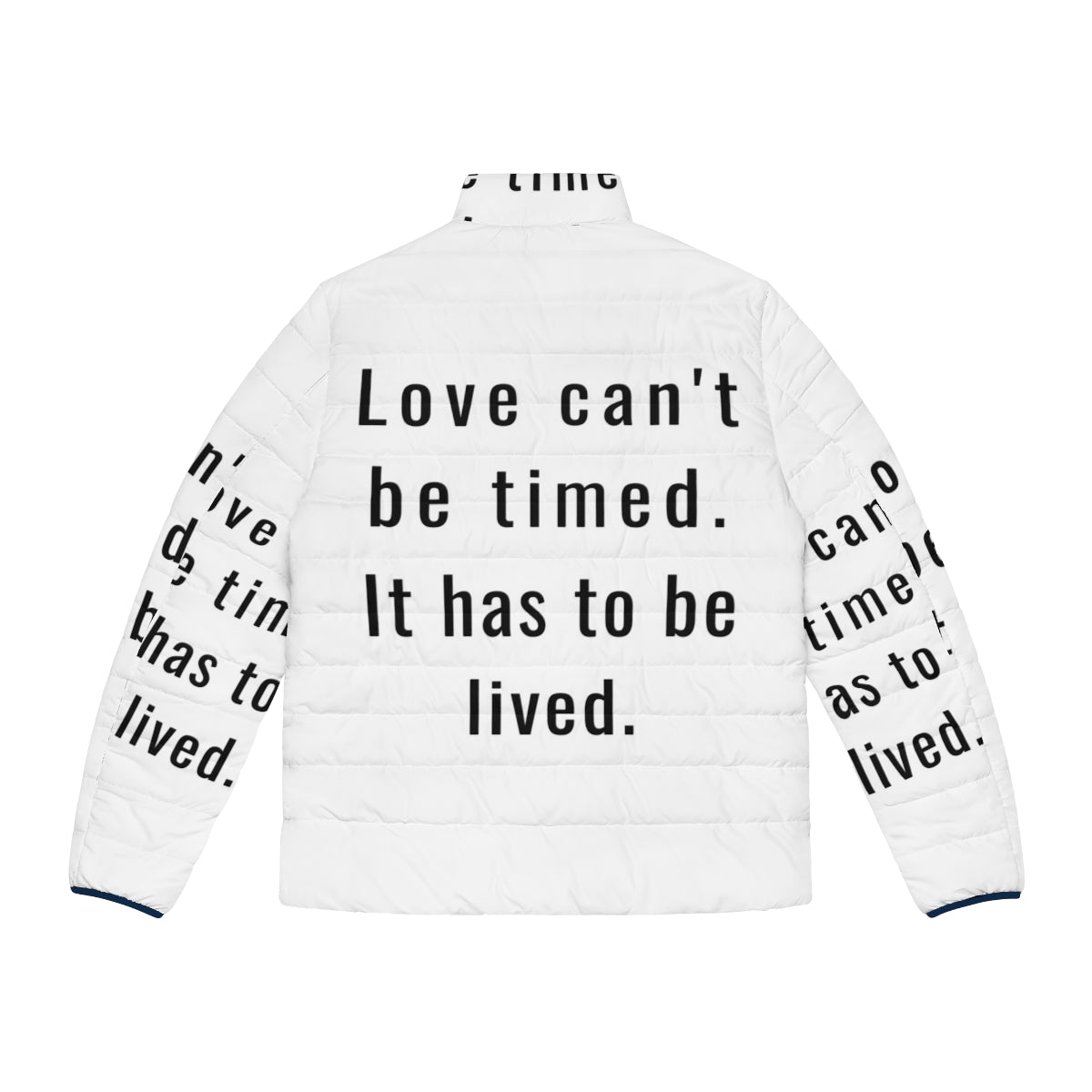 Berlin's Love Quote Puffer Jacket from the Netflix series Money Heist - Back