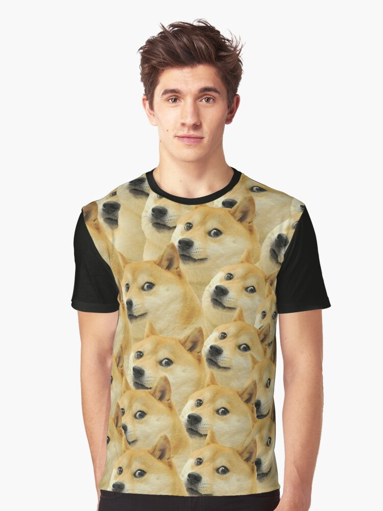 Doge Meme Graphic T-Shirt with Shiba Inu Dog - Men