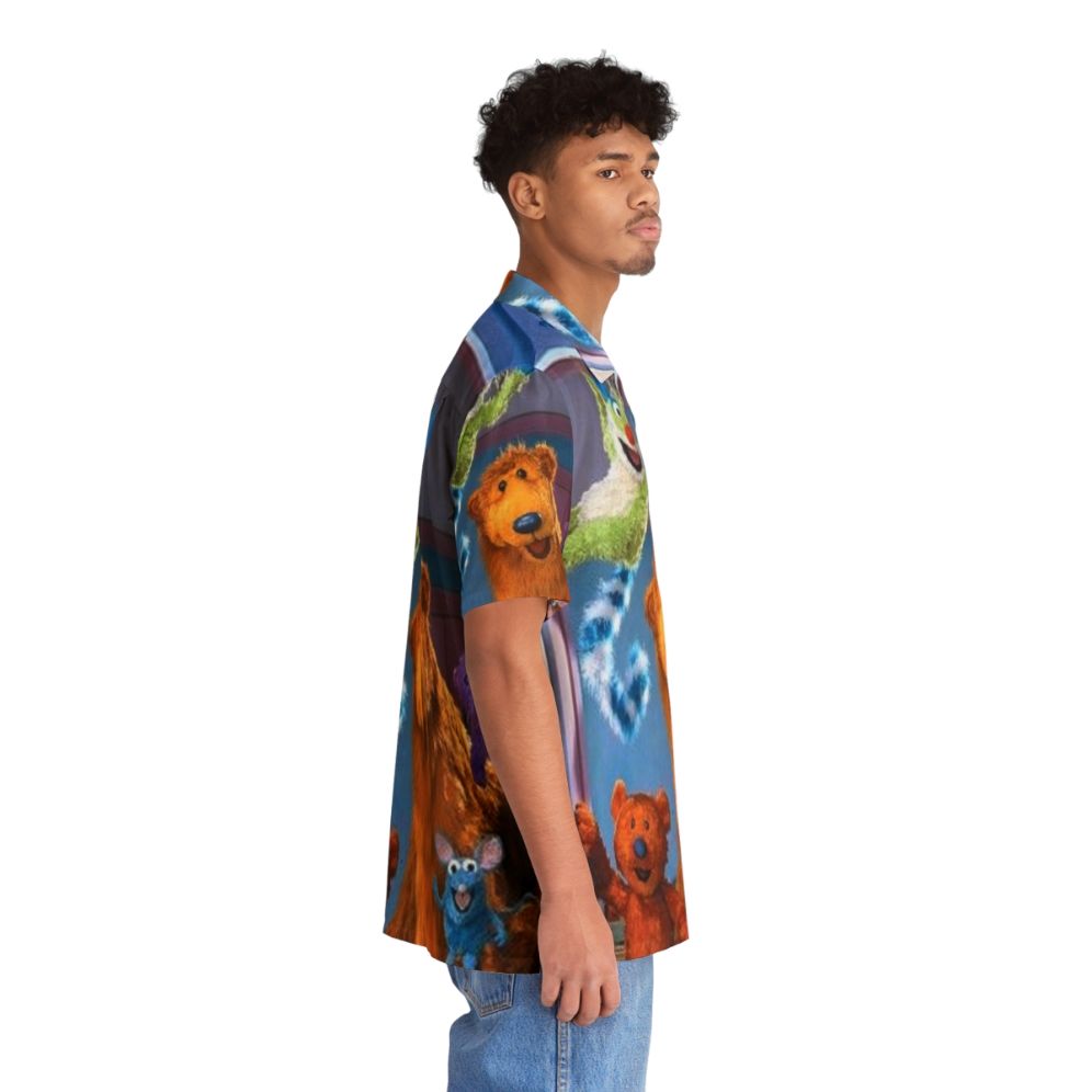 Retro Bear In The Big Blue House Kids Hawaiian Shirt - People Pight