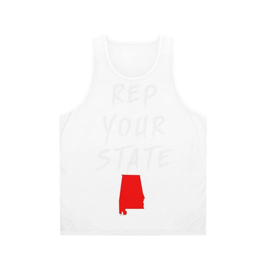 Unisex tank top displaying the state of Alabama