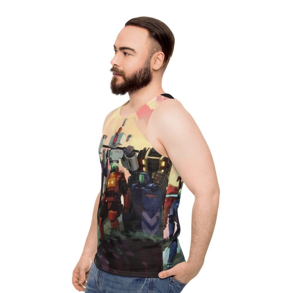 Risk of Rain 2 Unisex Tank Top featuring the game's iconic artwork - men side