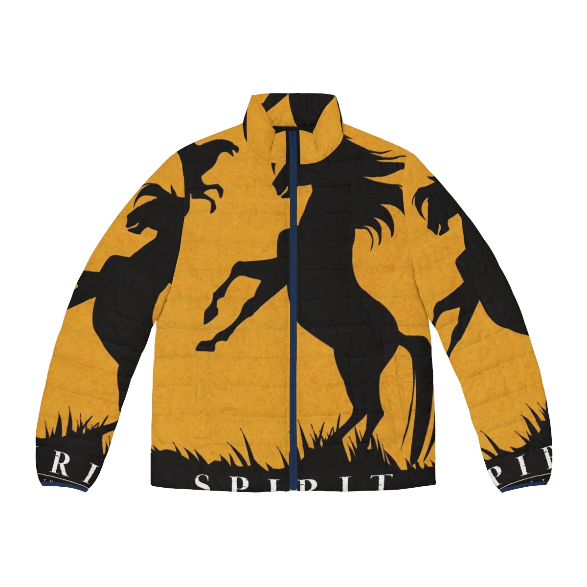 Spirit Stallion of the Cimarron minimalist puffer jacket with horse silhouette design