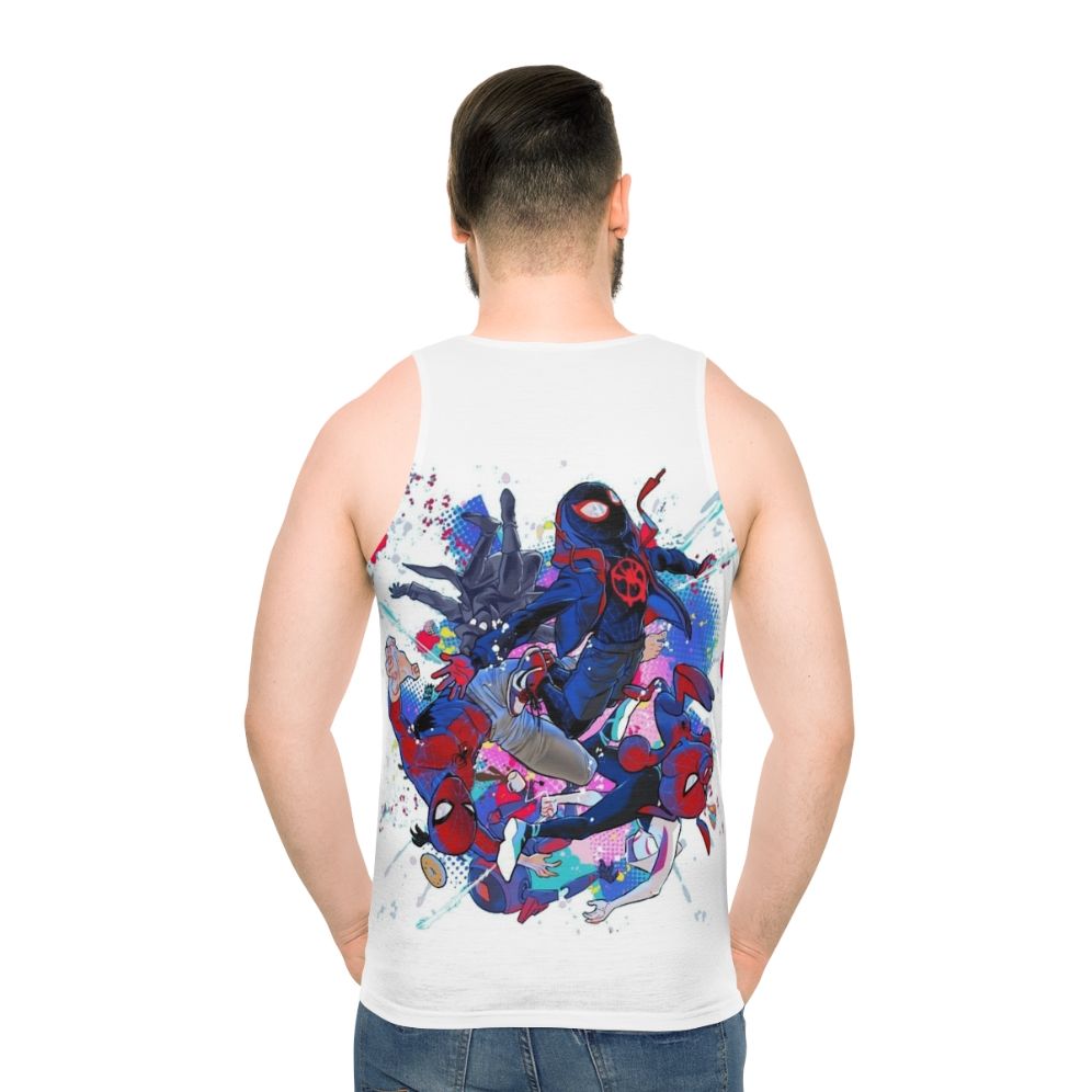 Spider Verse Spiderman Unisex Graphic Tank Top - men back