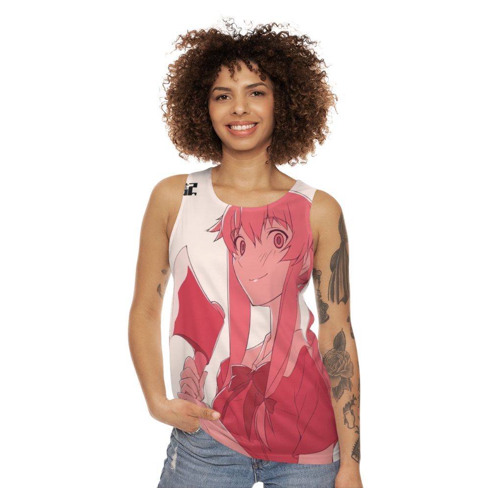 Mirai Nikki anime unisex tank top featuring Yuno Gasai - women