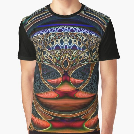 Colorful fractal art design on a t-shirt