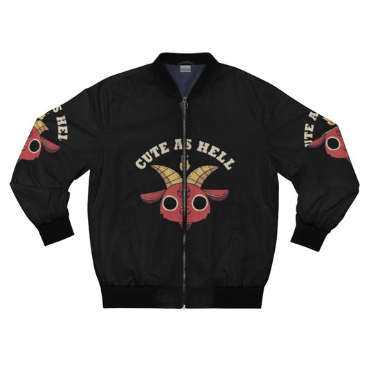 Cute devil-themed bomber jacket with retro and vintage design elements