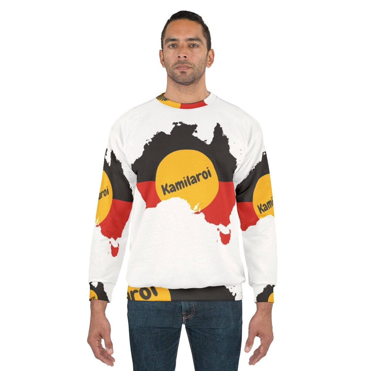 Kamilaroi Aboriginal Australian Sweatshirt featuring indigenous Australian art and culture - men