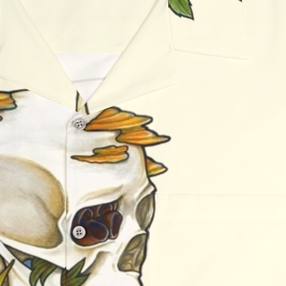 Botanical and skeletal Hawaiian shirt design - Detail