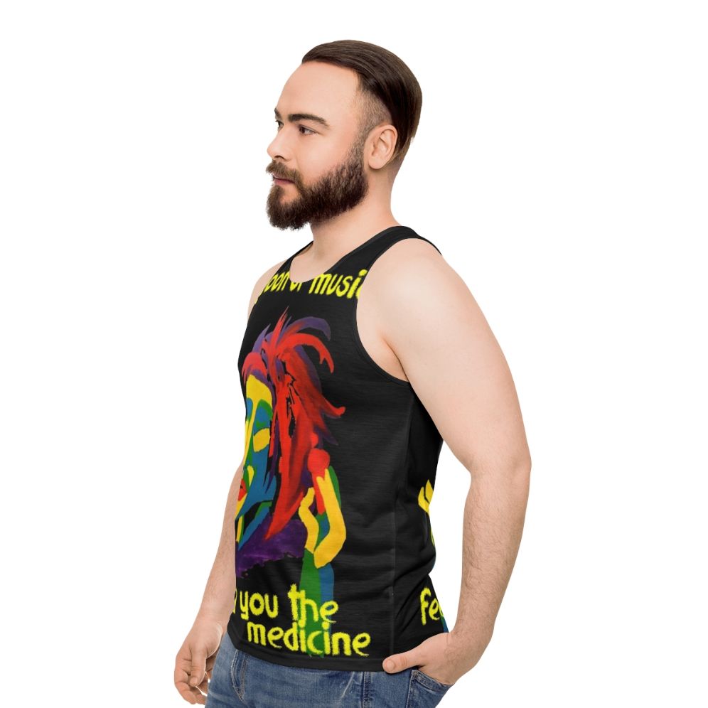 Unisex tank top featuring a "Spoon of Music" design for music lovers - men side