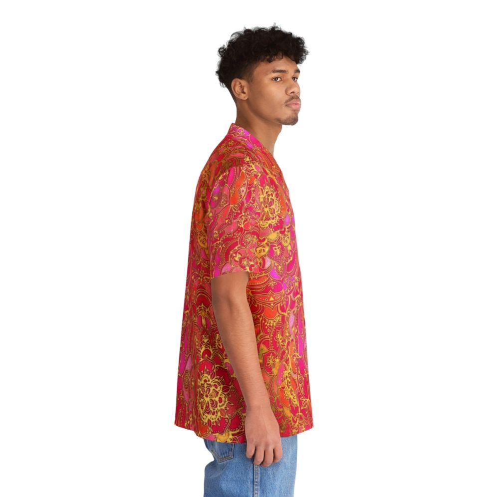 Vibrant metallic floral pattern Hawaiian shirt - People Pight