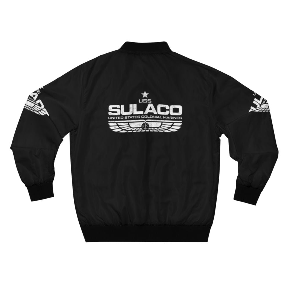 Sulaco (USS) White 2 Sci-Fi Bomber Jacket featuring alien, aliens, and Weyland Yutani references - Back