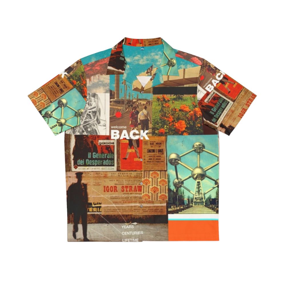 Retro Hawaiian Shirt with Surreal Graphic Design Pattern