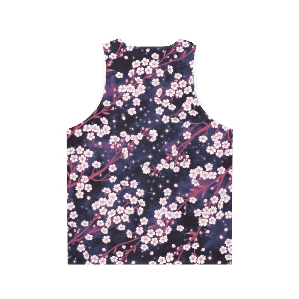 Sakura Galaxy Unisex Tank Top with Celestial Floral Design - Back