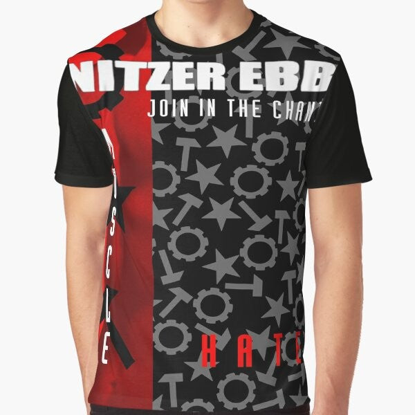 Nitzer Ebb "Join In The Chant" industrial graphic t-shirt design