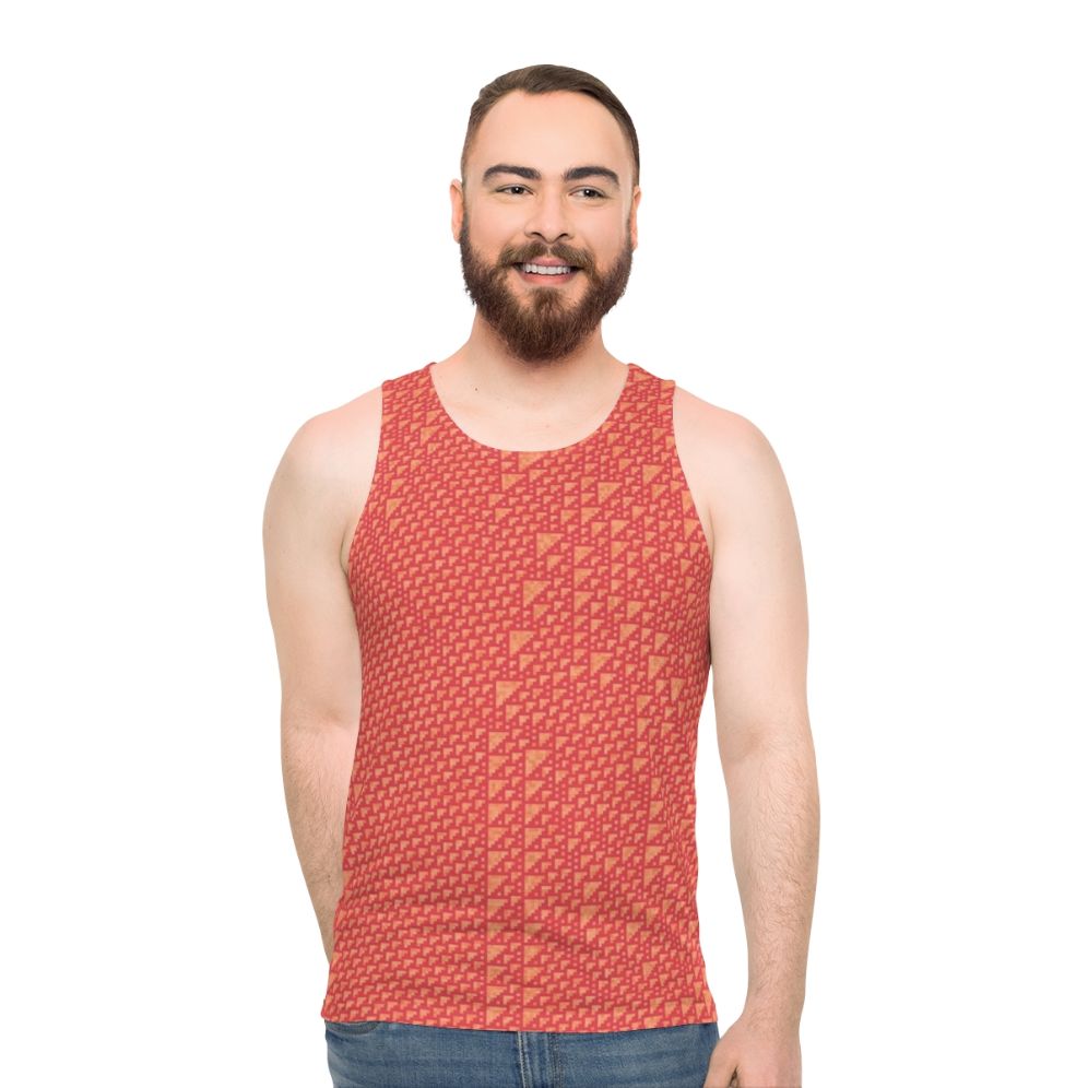 Unisex tank top featuring the "Rule 110" cellular automata pattern - men