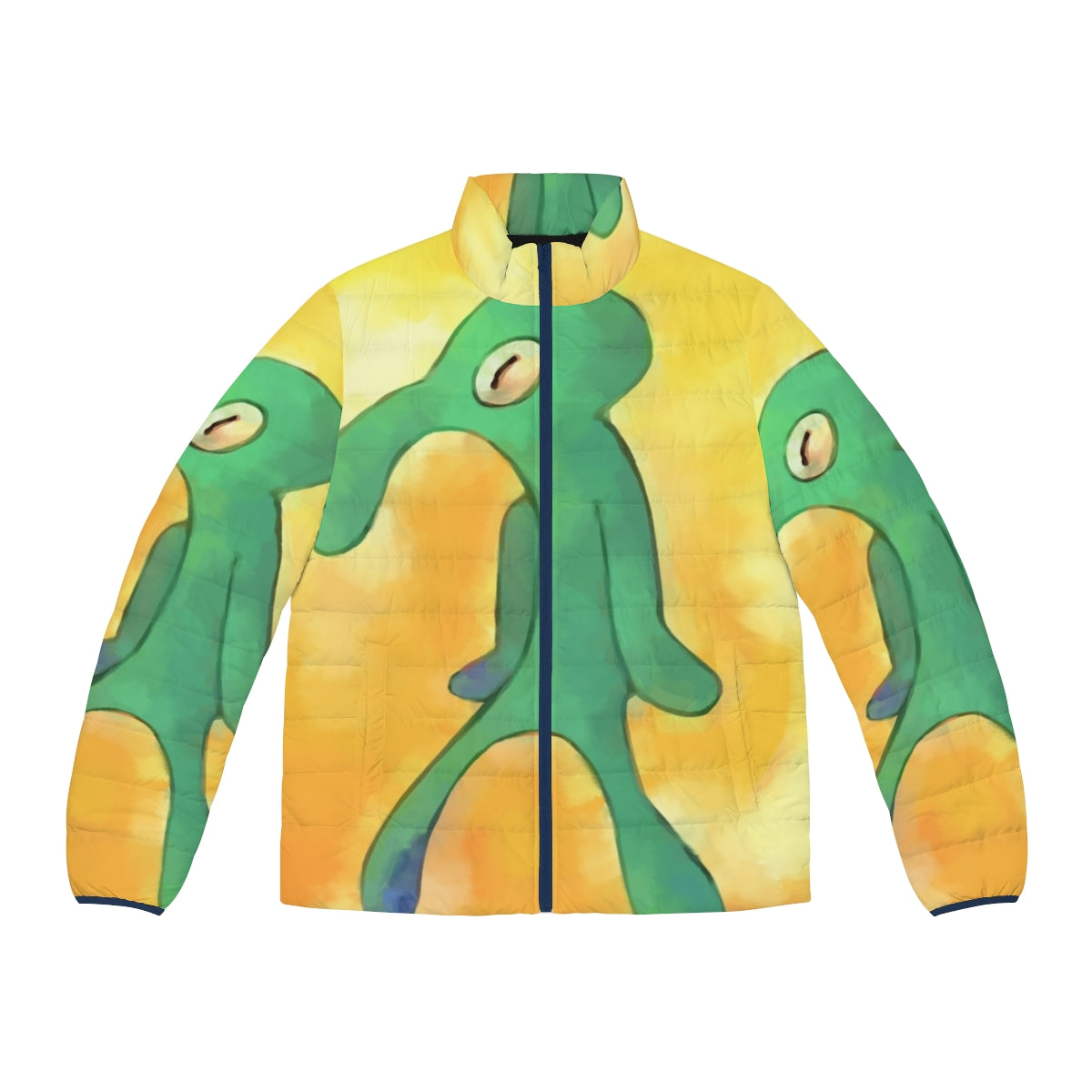 Spongebob-inspired "Bold and Brash" repainted puffer jacket with high-quality, detailed design