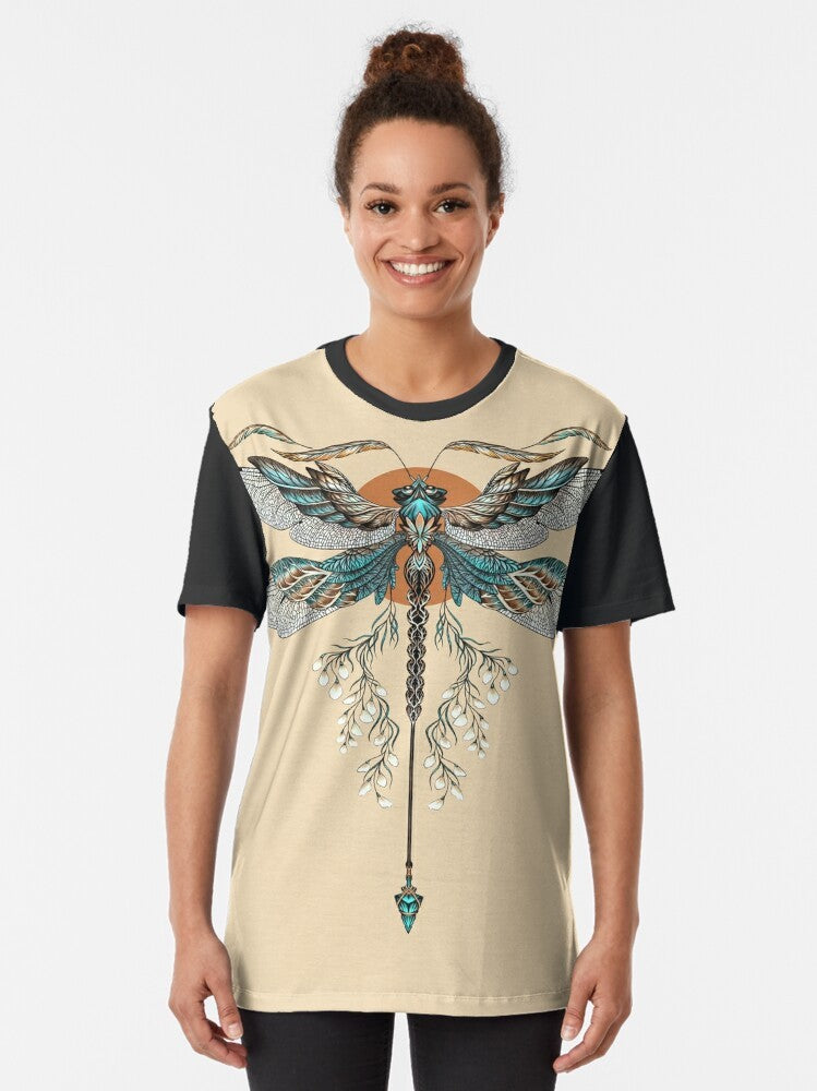 Dragonfly tattoo design graphic t-shirt - Women