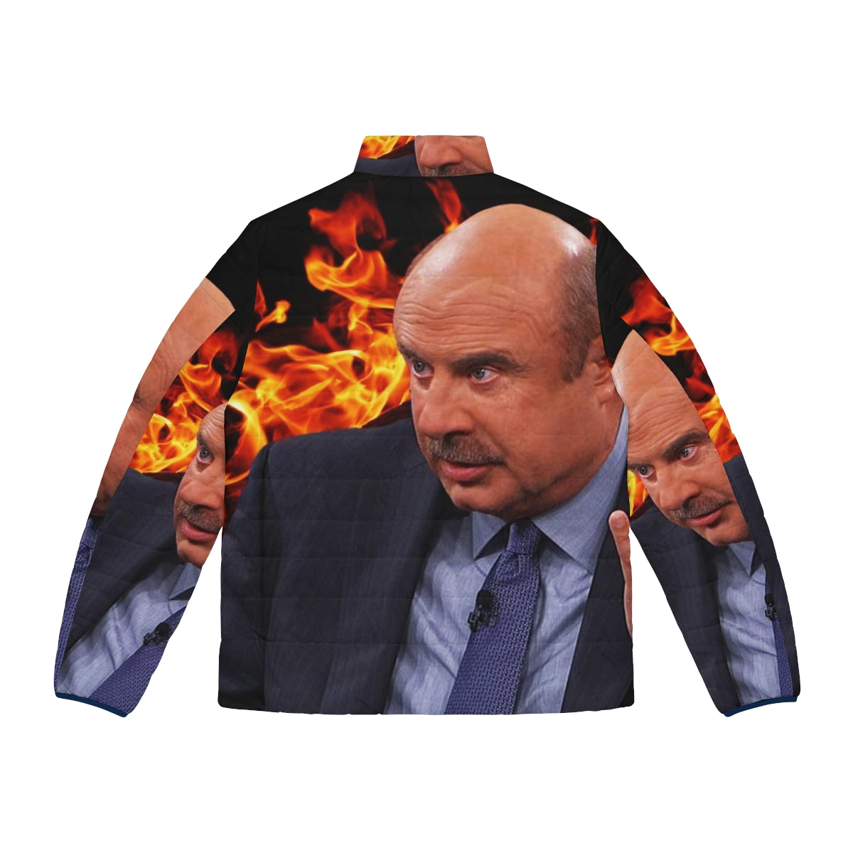 Dr. Phil Wrath Puffer Jacket with Intense Photoshop Design - Back