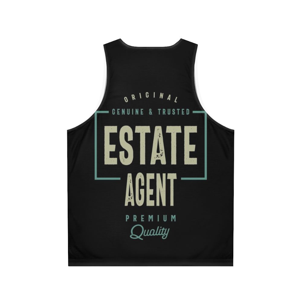 Unisex Estate Agent Tank Top with Typographic Design - Back