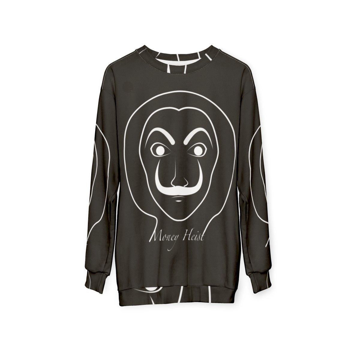 Money Heist Sweatshirt featuring Dali mask and "Bella Ciao" text - hanging