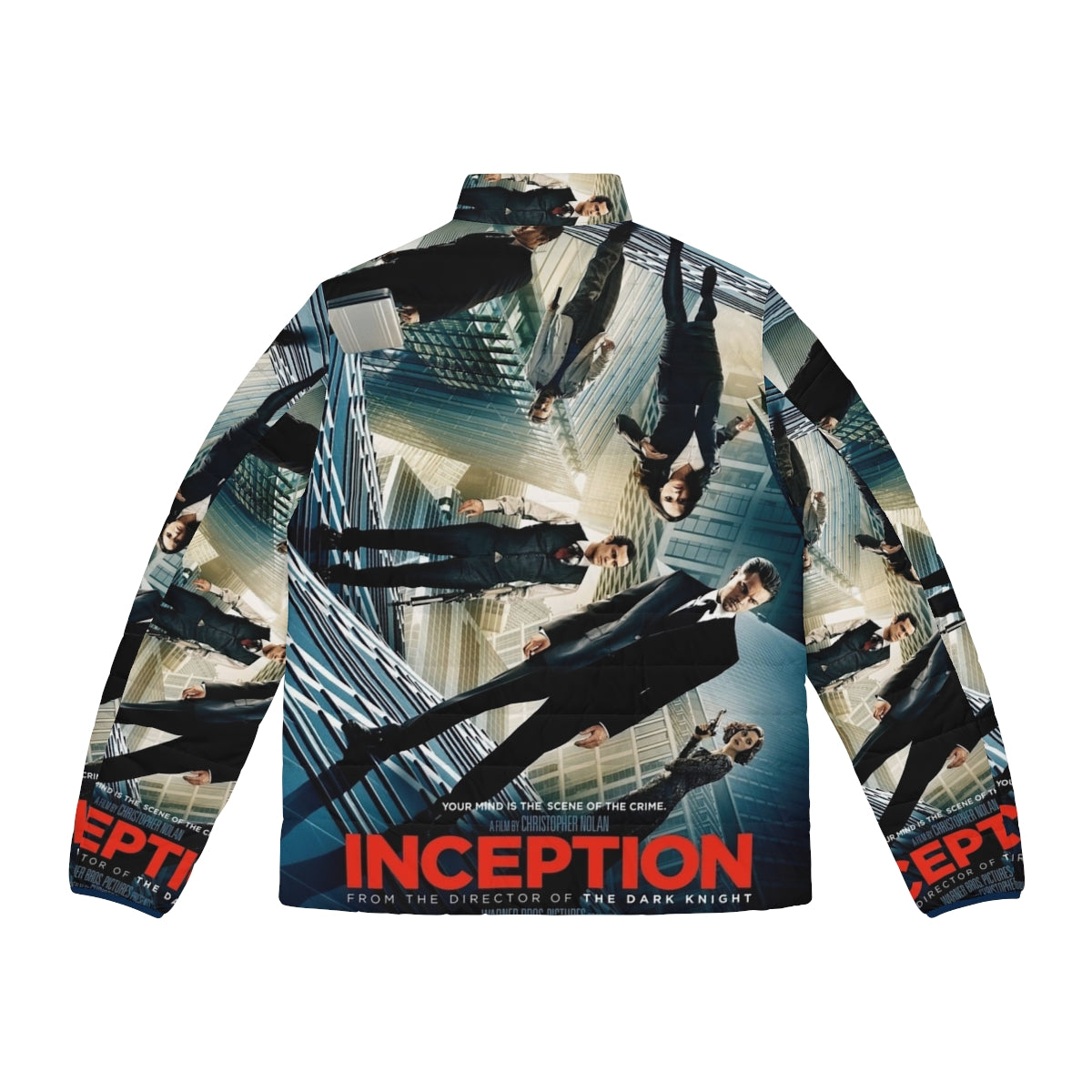 Inception (2010) movie puffer jacket featuring Christopher Nolan's sci-fi dreamworld - Back