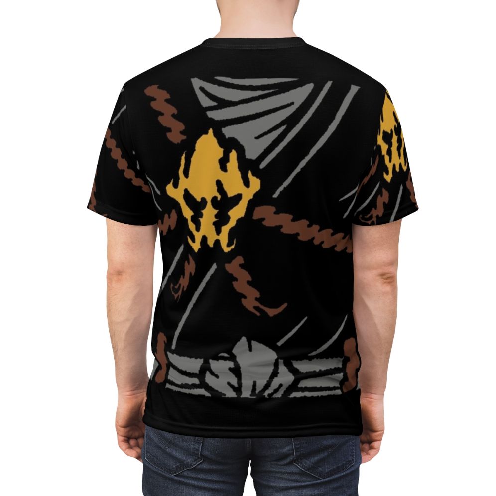 Ninjago inspired Cole ninja character printed on a high-quality t-shirt - men back