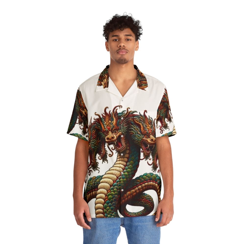 Hydra Hawaiian Shirt - Legendary Embroidered Fantasy Mythology Shirt - People Front