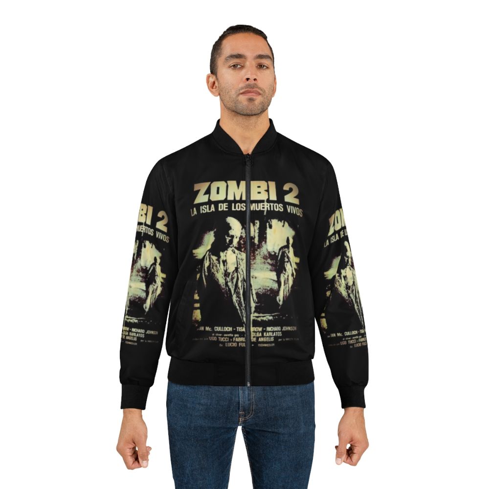 Zombi 2 horror-themed bomber jacket with zombie and gore graphics - Lifestyle