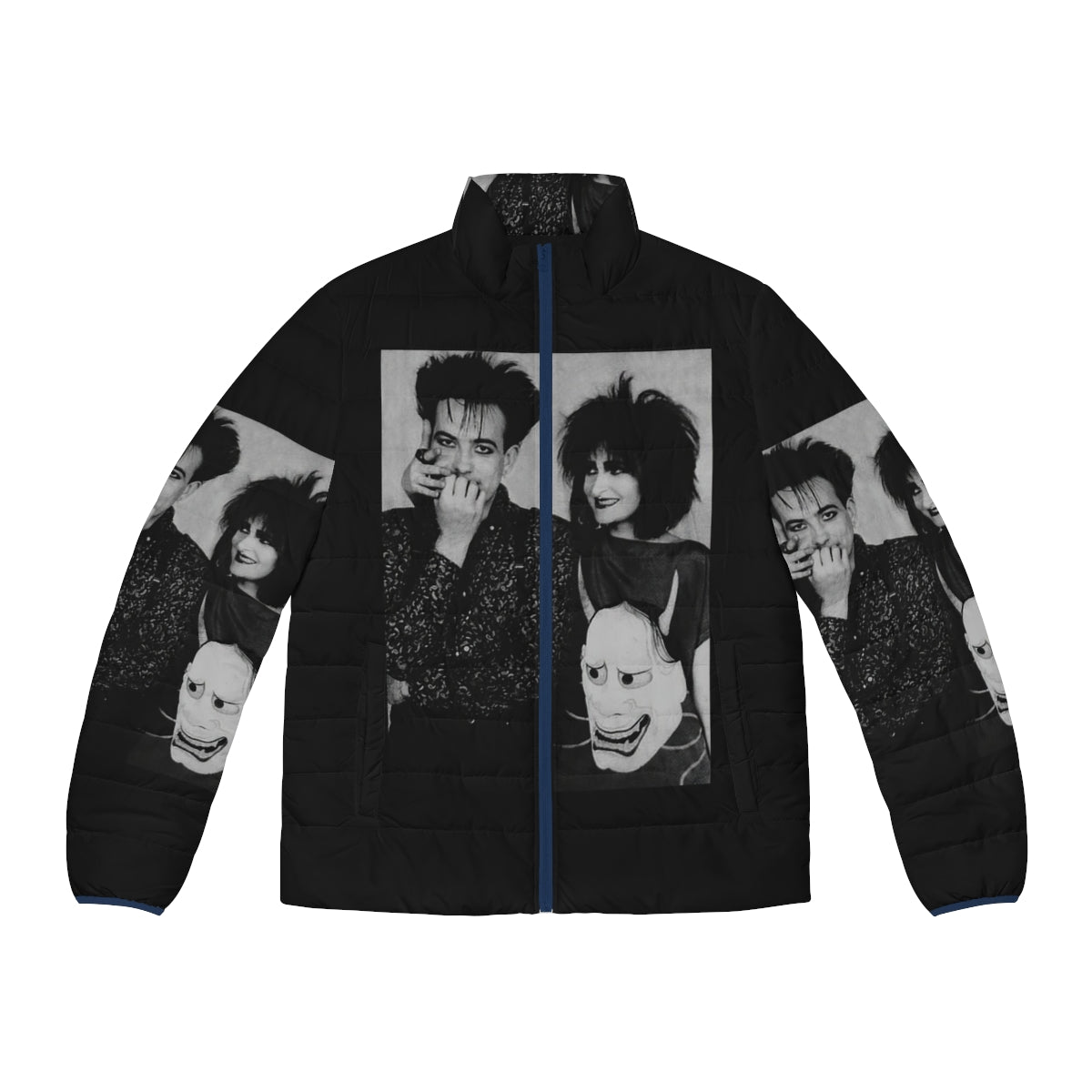 Puffer jacket featuring Robert Smith and Siouxsie Sioux of 80s goth music