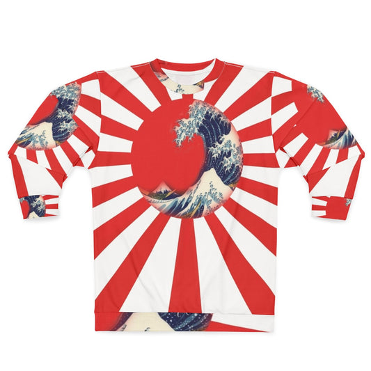 Japanese inspired "Great Waves of Rising Sun" graphic sweatshirt