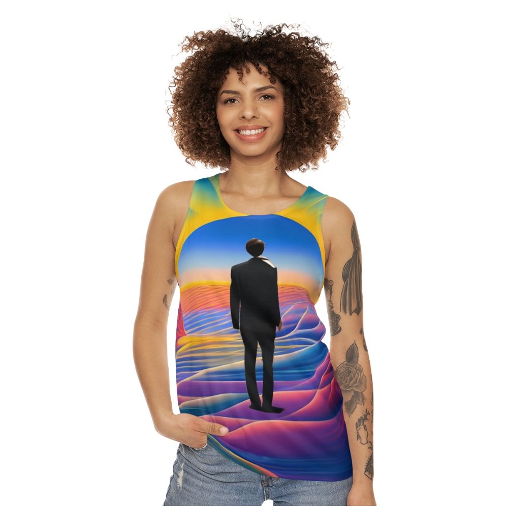 Colorful desert sunrise unisex tank top - women