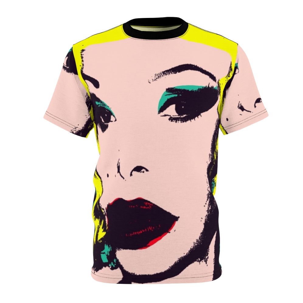 Vibrant AOP t-shirt featuring the iconic image of Amanda Lepore, a legendary LGBTQ figure and fashion icon.