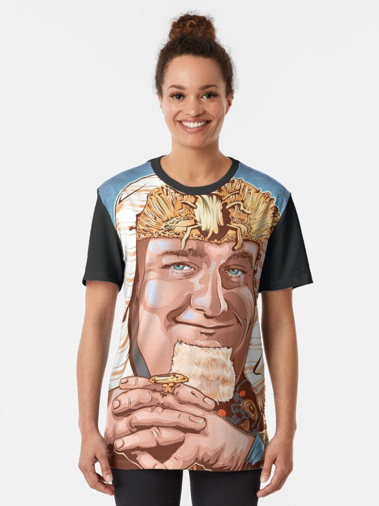 Vintage-style graphic tee featuring Victor Buono as King Tut, a villain from the 1960s Batman TV series - Women