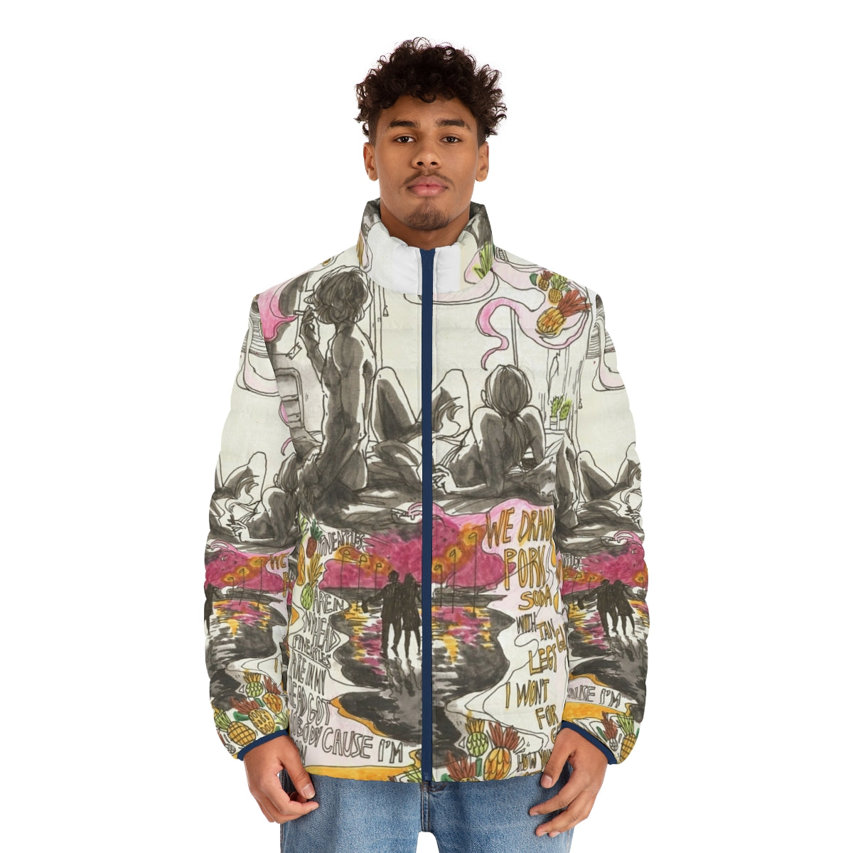 Pork Soda Puffer Jacket featuring the Glass Animals design - men front