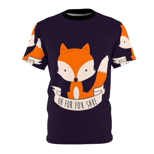 Colorful graphic tee featuring a playful "Oh For Fox Sake" pun design with a cute cartoon fox illustration