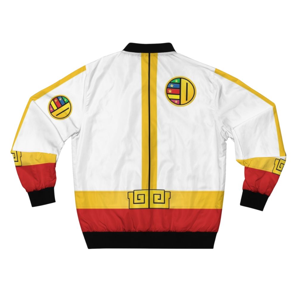 Red bomber jacket with power rangers design - Back