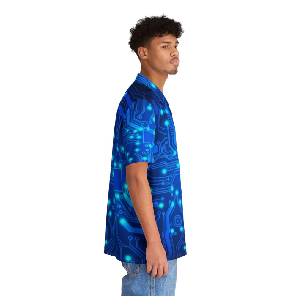 Electronic circuit Hawaiian shirt with colorful tropical patterns - People Pight