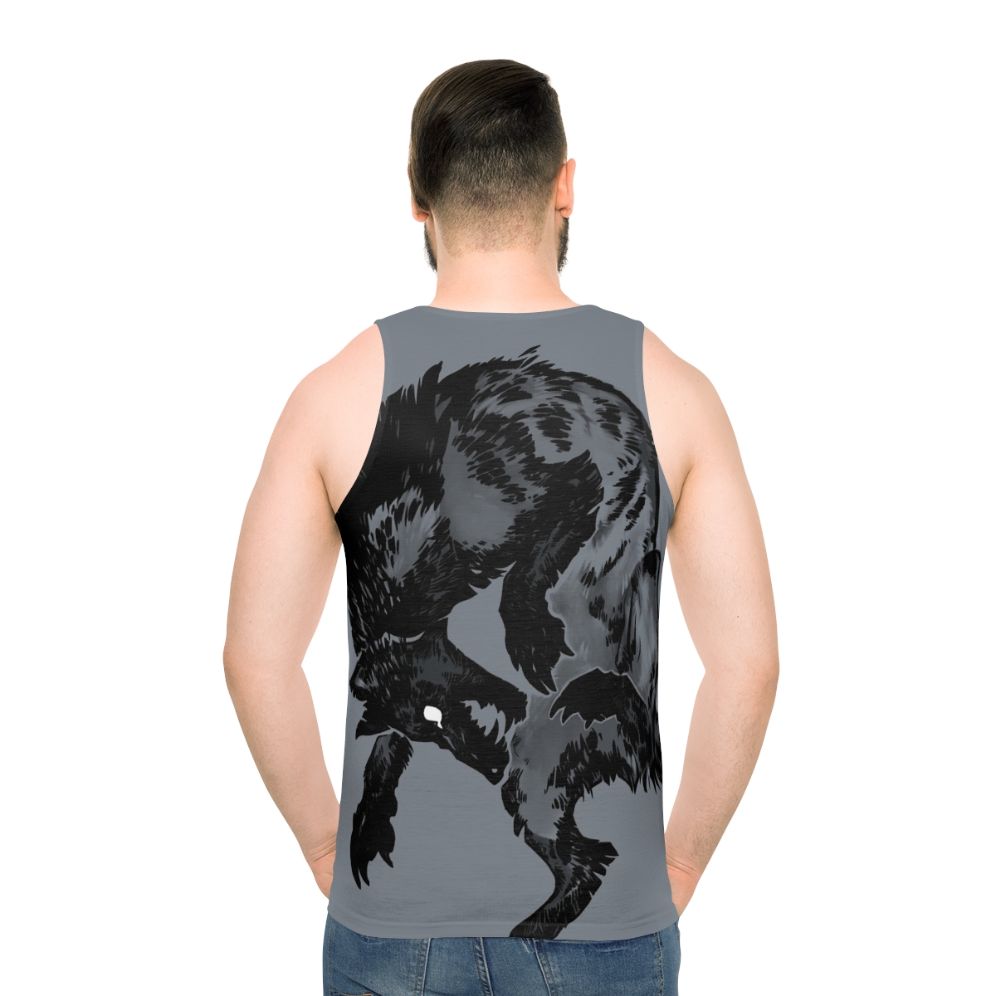 Creepy hyena unisex tank top - men back