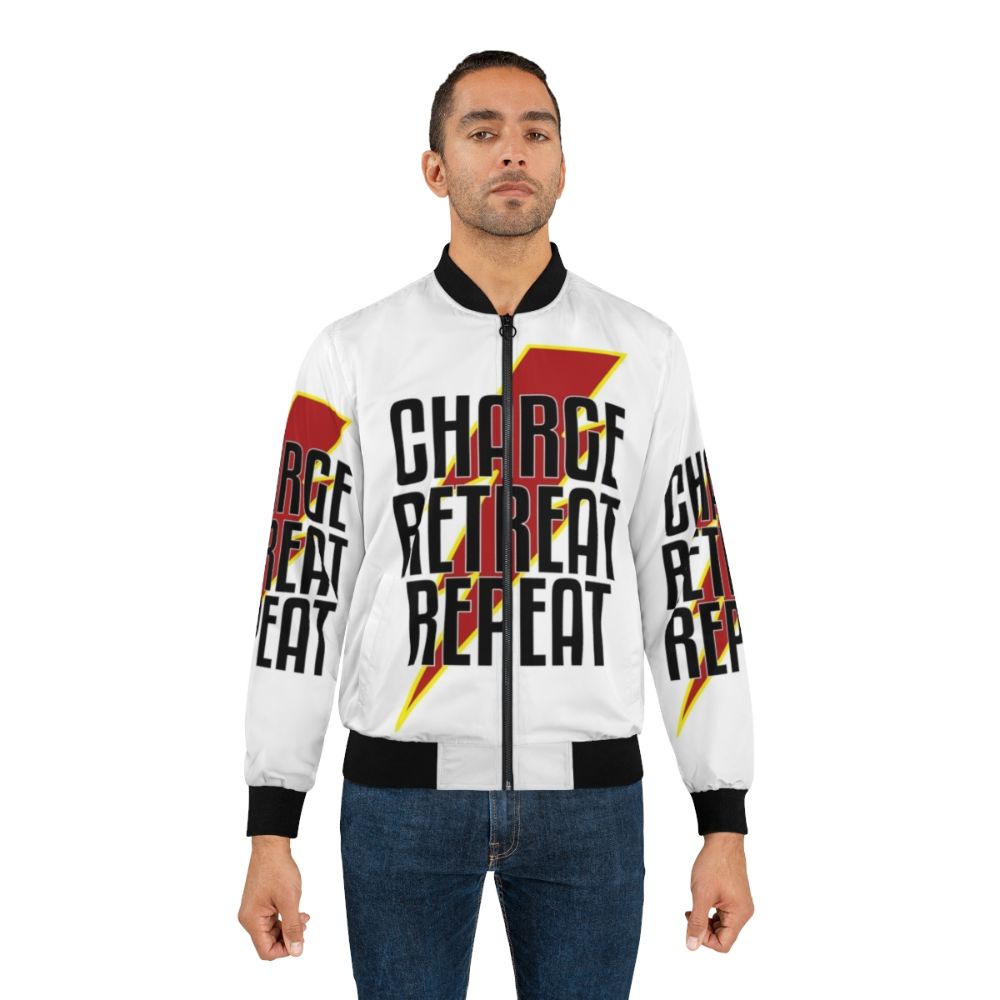 White lightning bomber jacket with warhammer space marines design - Lifestyle