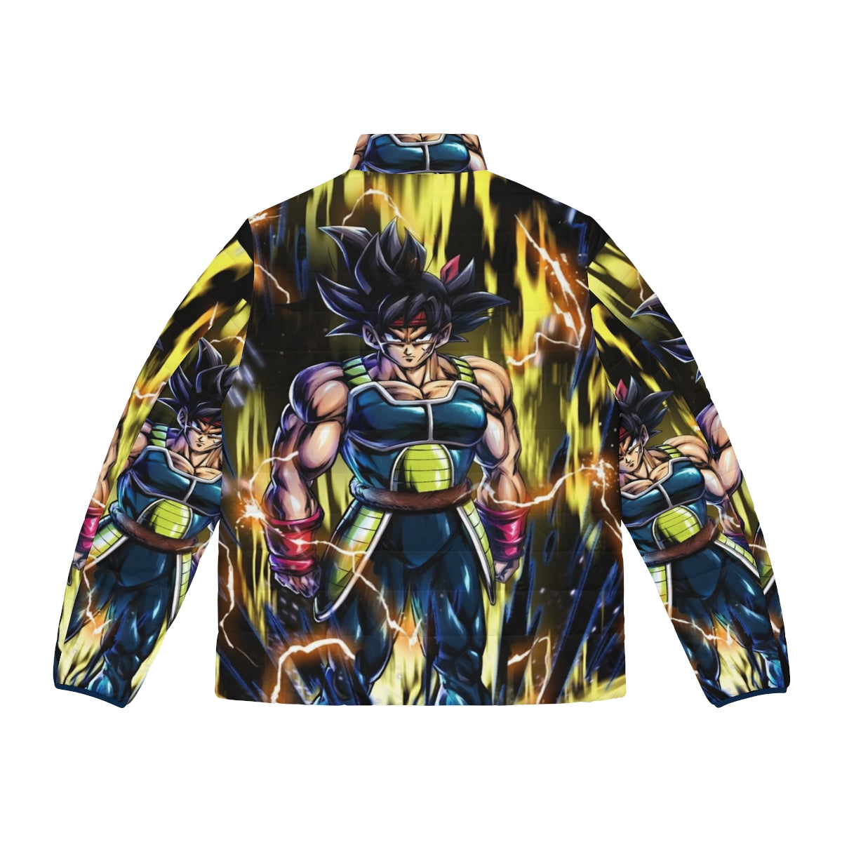 Bardock Dragonball Puffer Jacket with Sayan and Goku Inspired Designs - Back