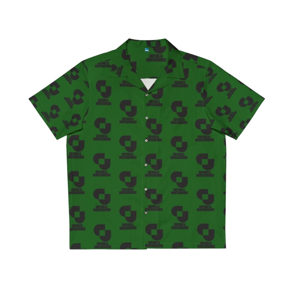 Black Hawaiian Shirt with Music Themed Graphics