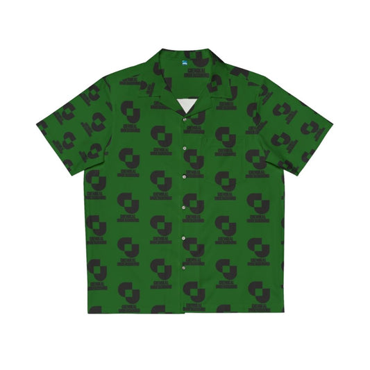 Black Hawaiian Shirt with Music Themed Graphics