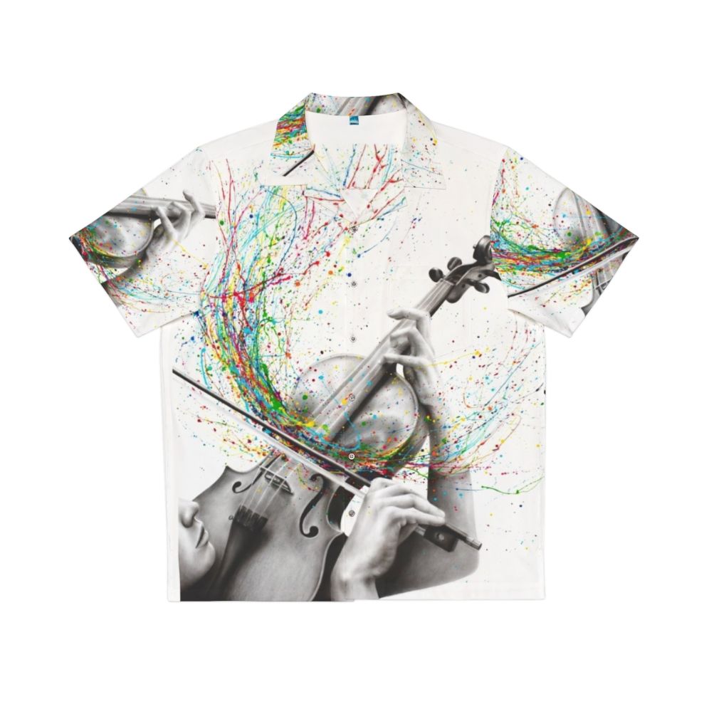 Violin Solo Hawaiian Shirt with Abstract and Expressive Design