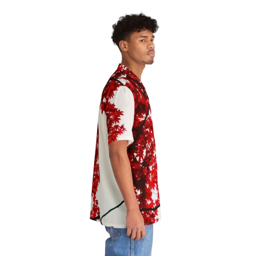 Koyo Hawaiian Shirt with Vibrant Red Maple Leaves - People Pight