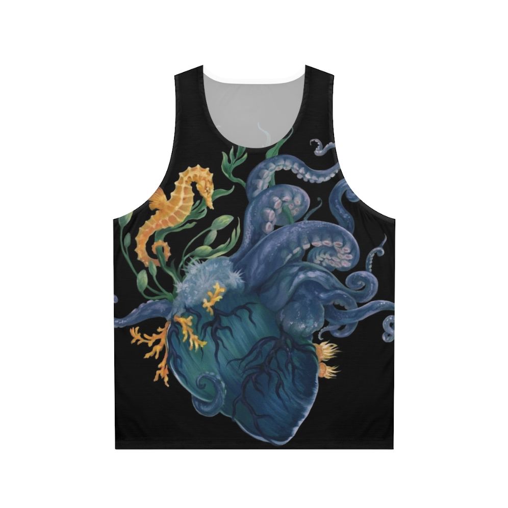 Anatomical heart ocean unisex tank top