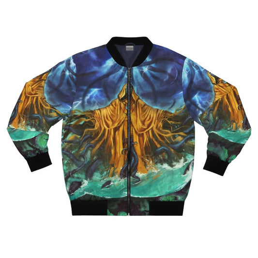 Cthulhu-themed bomber jacket with eldritch monster design