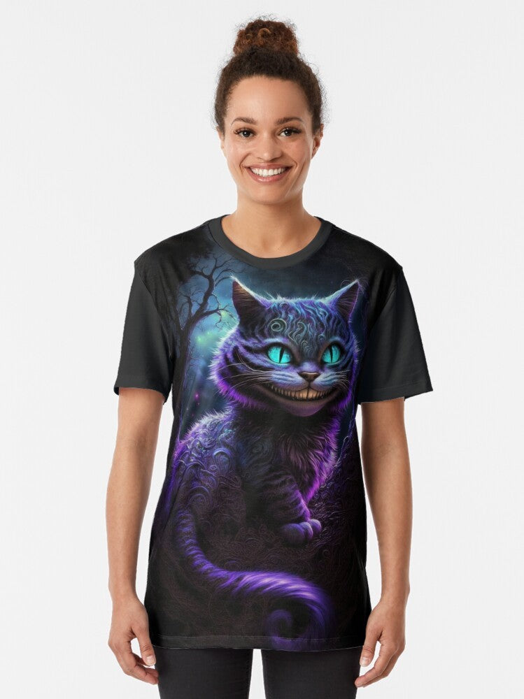 Cheshire Cat Abstract Graphic T-Shirt - Women