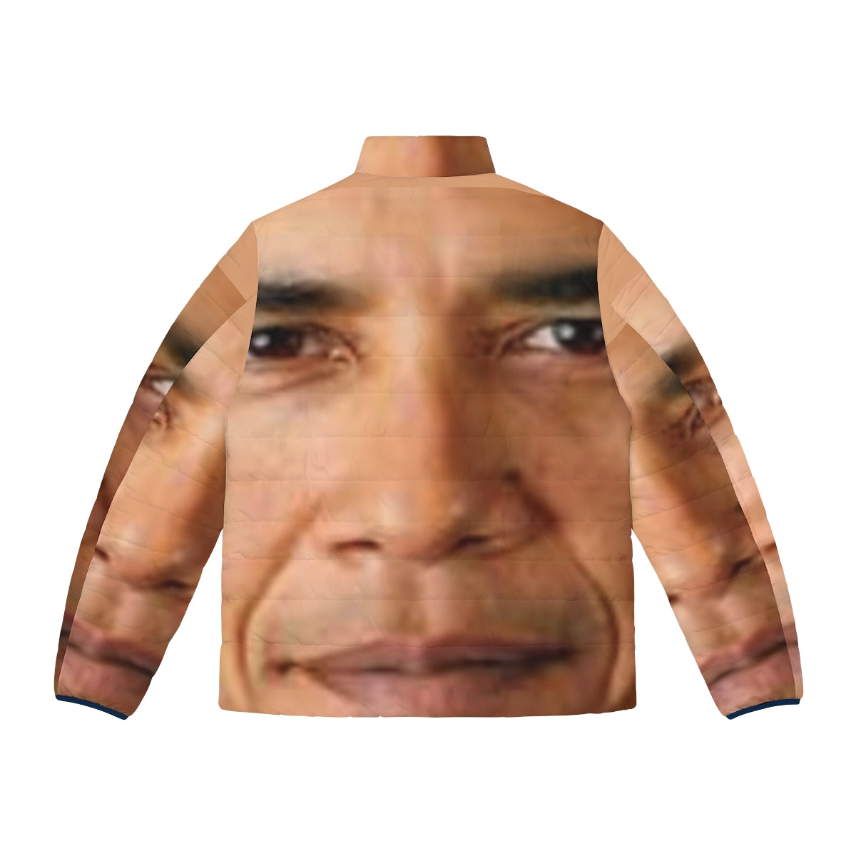 Obama Face Puffer Jacket with Saveg Design - Back